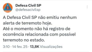 alerta de terremoto em são paulo